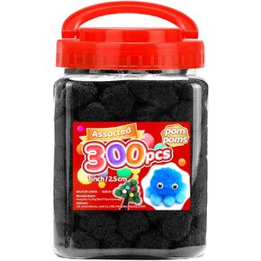 Iooleem Multi-Color Pom Poms, 1200pcs Assorted Size & Color, Pom Poms for Arts and Crafts, Pom Pom Balls with Wiggle Eyes in jar, Glitter Pom Poms, Craft Supplies.