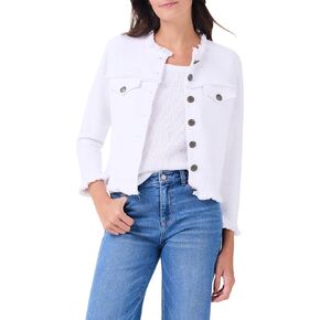 NIC+ZOE Women's Utility Fringe Mix Knit Jacket