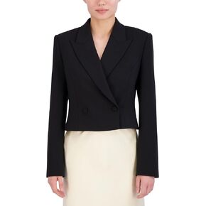 BCBGMAXAZRIA Women's Long Sleeve V Neck Cropped Blazer