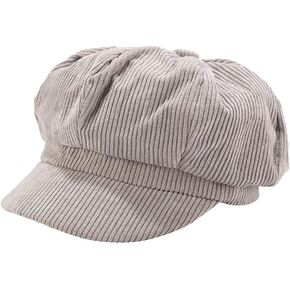 Womens Corduroy Caps 8 Panel Peaked Cap Vintage Newsboy Paperboy Hats Gatsby Cabbie Cap Painter Tour Hat