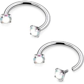 16G F136 Titanium Internal Thread Horseshoe Septum Nose Ring Piercing Jewelry Circular Barbell Helix Snug Tragus Rook Daith Cartilage Earring Lip Ring Piercing Jewelry for Women Men 8MM 10MM