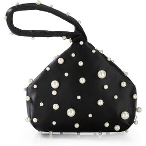 BABEYOND Clutch Purses for Women - Satin Evening Bag Triangle Purse Pearl Handbag for Wedding Prom Party