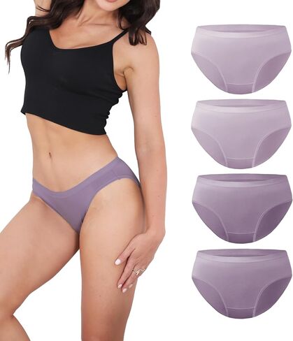DAVID ARCHY Bikini Underwear for Women Low Waisted-Bikini Panties Rayon Made from Bamboo, Soft & Breathable, 4 Pack in Kuwait
