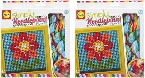 Alex Craft Simply Needlepoint Flower Kids Art and Craft Activity, Gift for Beginners in Needlepoint, A Skill That Lasts a Lifetime, for Ages 5 and up (Pack of 2) in Saudi Arabia