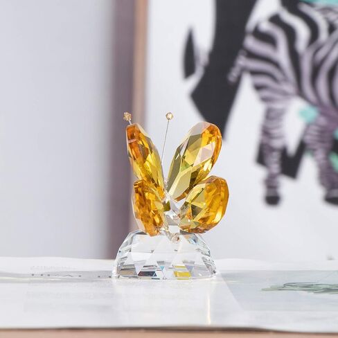 Crystal Pink Collectible Butterfly Statue Gift for Butterfly Lover, Crystal Butterfly Figurine for Home Office Decor in Kuwait