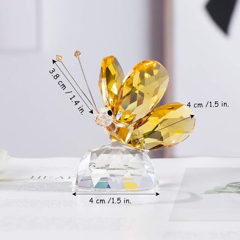 Crystal Pink Collectible Butterfly Statue Gift for Butterfly Lover, Crystal Butterfly Figurine for Home Office Decor in Kuwait