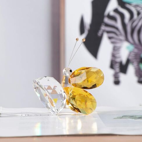 Crystal Pink Collectible Butterfly Statue Gift for Butterfly Lover, Crystal Butterfly Figurine for Home Office Decor in Kuwait