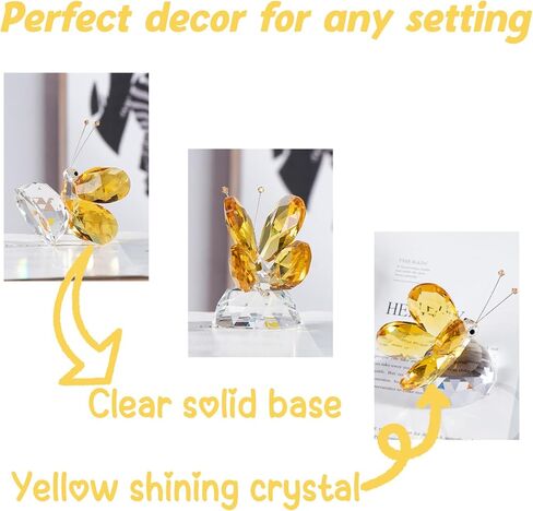 Crystal Pink Collectible Butterfly Statue Gift for Butterfly Lover, Crystal Butterfly Figurine for Home Office Decor in Kuwait