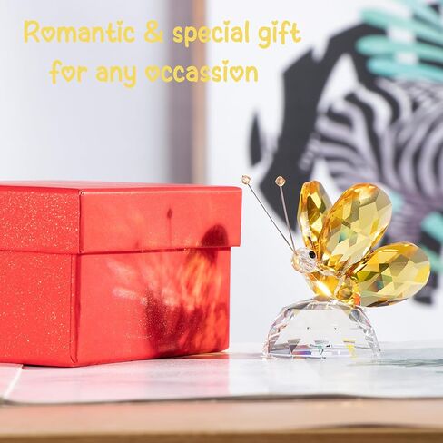 Crystal Pink Collectible Butterfly Statue Gift for Butterfly Lover, Crystal Butterfly Figurine for Home Office Decor in Kuwait