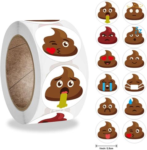 500 Pieces/Roll Funny Poop Stickers, Children's Stickers, for Party Gift Magazine Gift Office Teacher Label in Saudi Arabia