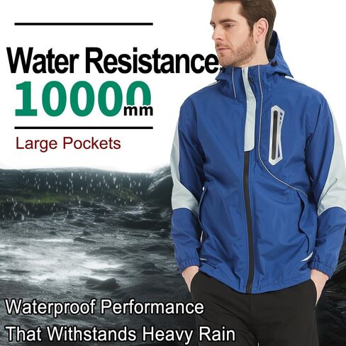 Men's Lightweight Waterproof Rain Jacket Windproof Raincoat with Hood Outdoor Ventures in Saudi Arabia