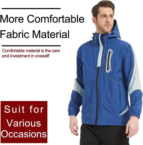 Men's Lightweight Waterproof Rain Jacket Windproof Raincoat with Hood Outdoor Ventures in Saudi Arabia