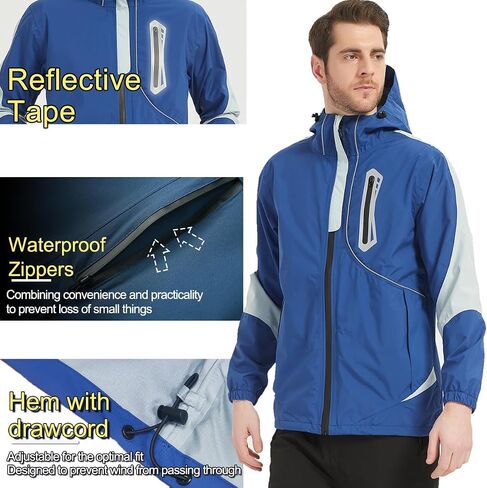 Men's Lightweight Waterproof Rain Jacket Windproof Raincoat with Hood Outdoor Ventures in Saudi Arabia