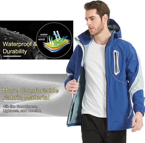 Men's Lightweight Waterproof Rain Jacket Windproof Raincoat with Hood Outdoor Ventures in Saudi Arabia