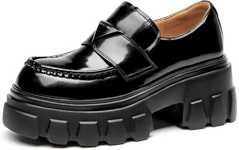 حذاء بدون كعب من الجلد من BEAU TODAY للنساء، حذاء بدون كعب مكتنز للنساء، مريح سهل الارتداء في العمل كاجوال غير قابل للانزلاق بمقدمة مستديرة وأحذية رسمية للسيدات in Kuwait