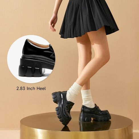 حذاء بدون كعب من الجلد من BEAU TODAY للنساء، حذاء بدون كعب مكتنز للنساء، مريح سهل الارتداء في العمل كاجوال غير قابل للانزلاق بمقدمة مستديرة وأحذية رسمية للسيدات in Kuwait