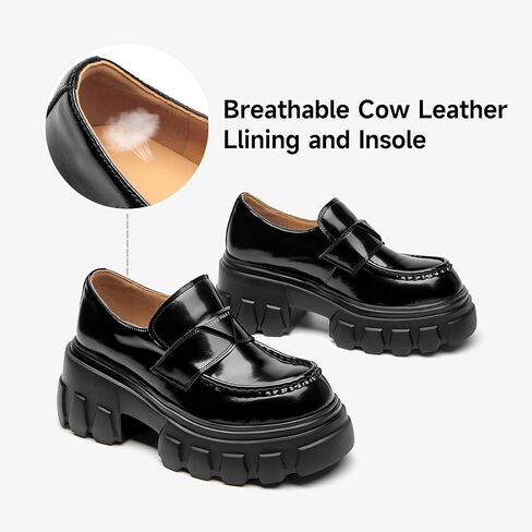 حذاء بدون كعب من الجلد من BEAU TODAY للنساء، حذاء بدون كعب مكتنز للنساء، مريح سهل الارتداء في العمل كاجوال غير قابل للانزلاق بمقدمة مستديرة وأحذية رسمية للسيدات in Kuwait