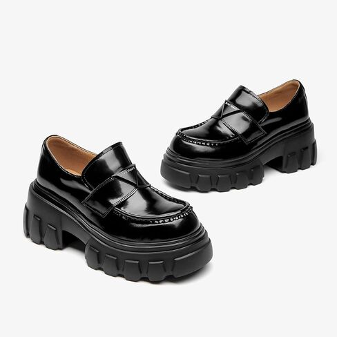 حذاء بدون كعب من الجلد من BEAU TODAY للنساء، حذاء بدون كعب مكتنز للنساء، مريح سهل الارتداء في العمل كاجوال غير قابل للانزلاق بمقدمة مستديرة وأحذية رسمية للسيدات in Kuwait