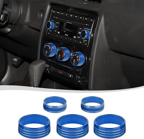 Voodonala for Dodge Challenger 2009-2014 SXT SE R/T SRT8 Center Console Audio CD Control Switch Cover Compatible with Dodge Challenger 2009-2014(5Pcs,Aluminum Alloy,Black) in Saudi Arabia