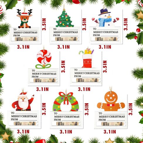 8 قطع من حاملات نقود عيد الميلاد للنقود، بطاقات عيد الميلاد الخشبية، حامل نقود، هدية مضحكة، حامل نقود، زينة بطاقة نقود، ملحقات تعليق شجرة الكريسماس (نمط مختلط) in Saudi Arabia