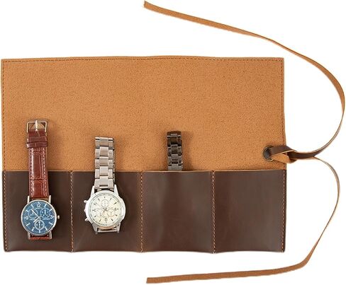 Travel Watch Roll Organizer with 6 Slots Handmade Watch Travel Case Roll-up Watch Organizer Storage Box Jewelry Roll Watch Travel Pouch Waxed Canvas Easy Carry On Watchlover Storage Gift for Men in Saudi Arabia