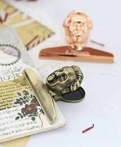 Notebook Paper Binder Clips Office Supplies - Travelers Notebook Accessories Vintage Einstein Shaped Book Clip Bronze Paper Clips Planner Decoration School Stationery (Vintage Bronze) in Saudi Arabia