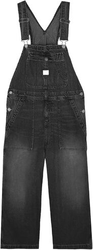 ملابس PLNOTME النسائية من قماش الدنيم كاجوال فضفاضة تناسب مريلة قابلة للتعديل وحزام واسع الساق كابري جان in Kuwait