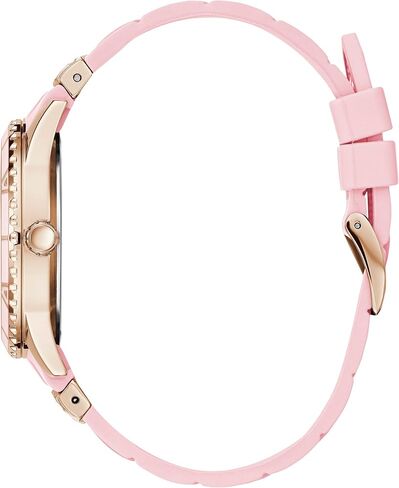 GUESS Gold-Tone + Iconic Red Stain Resistant Silicone Watch with Day in Saudi Arabia