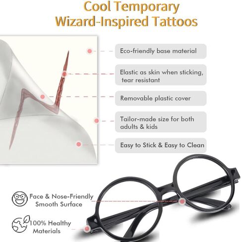 Wizard Cosplay Party Costumes Set - Striped Tie,Glasses Frame,Wizard hat,Magic Wand, Lightning Bolt Scar Tattoos, Striped Knit Scarf for Halloween,Birthday Cosplay Party Decorations-No Robe Yellow in Saudi Arabia
