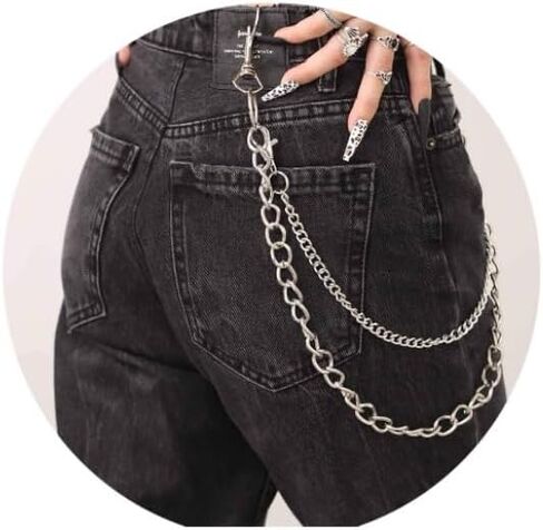 Hip Hop Pants Chain Goth Jean Chains Star Punk Pocket Chain for Women Layered Acrylic Keychains Cute Trouser Chain Rock Wallet Chain for Men Waist Body Accessories for Girls in Saudi Arabia