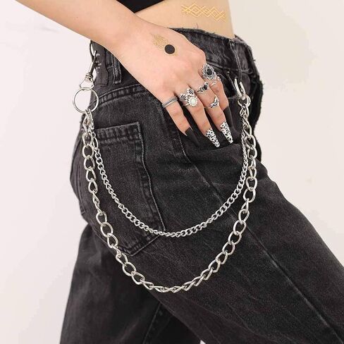Hip Hop Pants Chain Goth Jean Chains Star Punk Pocket Chain for Women Layered Acrylic Keychains Cute Trouser Chain Rock Wallet Chain for Men Waist Body Accessories for Girls in Saudi Arabia
