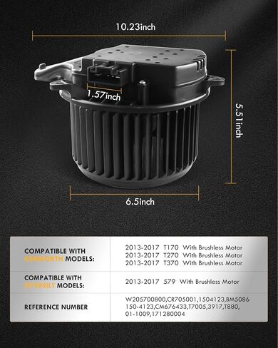 محرك منفاخ سخان HVAC مع محرك بدون فرش متوافق مع Peterbilt 579 & Kenworth T170 T270 T370، 2013 2014 2015 2016 2017، استبدال # W205700800 CR705001 1504123 محرك مروحة منفاخ A/C in Saudi Arabia