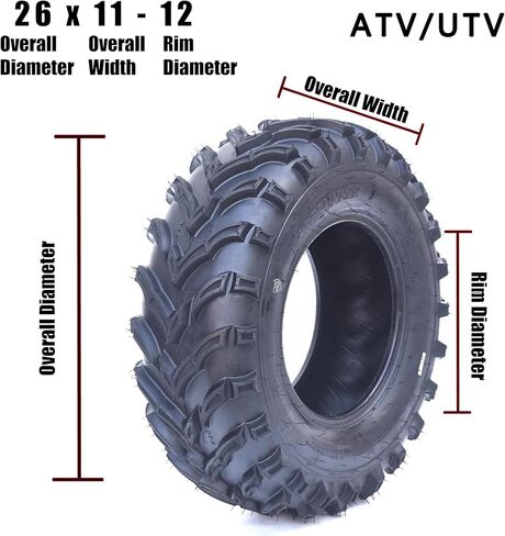 مجموعة من 2 إطارات للطرق الوعرة ATV/UTV لجميع التضاريس AT 26x11-12-6PR TL MARS-A/B، بدون أنبوب in Kuwait