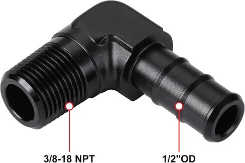 1/4 NPT Male to 3/8 Hose Barb Fitting Adapter 90 Degree Aluminum Black in Saudi Arabia