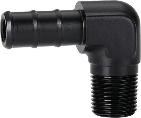 1/4 NPT Male to 3/8 Hose Barb Fitting Adapter 90 Degree Aluminum Black in Saudi Arabia