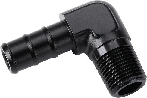1/4 NPT Male to 3/8 Hose Barb Fitting Adapter 90 Degree Aluminum Black in Saudi Arabia