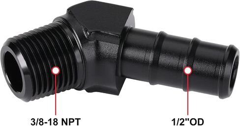 1/4 NPT Male to 3/8 Hose Barb Fitting Adapter 90 Degree Aluminum Black in Saudi Arabia