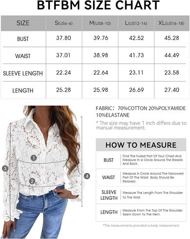BTFBM Long Sleeve Lace Blouses for Women Dressy Casual Button Down Shirts Date Night Outfit Club Party Tops Shirt Blouse in Saudi Arabia