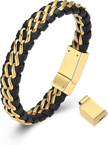 Urn Bracelet for Ashes for Mens Double-Band Black Braided Leather Bangle Bracelets Cremation Jewelry For Ashes Wristband Memorial Urn Bangle in Kuwait