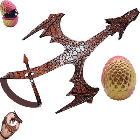 سوار يد تنين جلدي، سوار تنين عتيق قابل للتعديل مع بيض تنين مطبوع ثلاثي الأبعاد، ملفوف حول إصبع المعصم كوسبلاي سوار رائع مزين بسوار تنين هدية للرجال والنساء (بني) in Kuwait