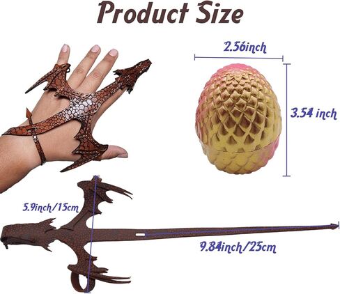 سوار يد تنين جلدي، سوار تنين عتيق قابل للتعديل مع بيض تنين مطبوع ثلاثي الأبعاد، ملفوف حول إصبع المعصم كوسبلاي سوار رائع مزين بسوار تنين هدية للرجال والنساء (بني) in Kuwait
