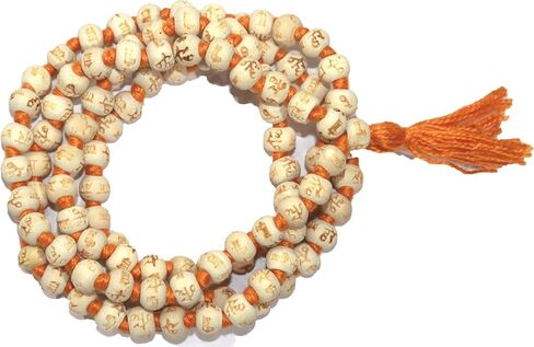 مسبحة صلاة الريحان المقدس من تولسي، قلادة جابا مالا 108 خرزة معقودة يدويًا، تولسي جاب مالا مع حقيبة جاب، ملحقات التأمل واليوجا، مسبحة سوبها البوذية الهندوسية المباركة والمنشطة in Kuwait