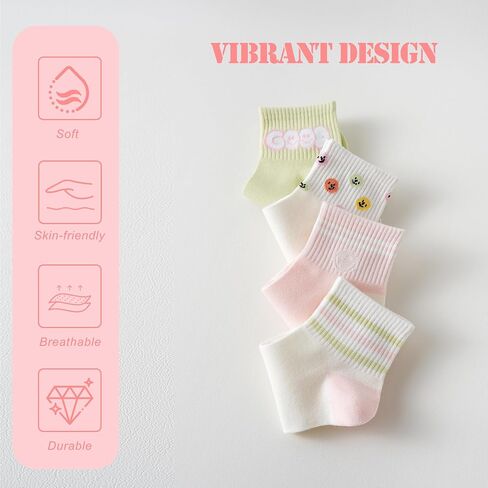 4 Pairs Combed Cotton Fashion Patterned Athletic Socks for Women High Ankle Girl Casual Cute Vintage Crew Socks in Saudi Arabia