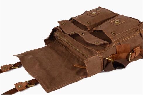 Canvas Messenger Bag, Vintage Genuine Leather Shoulder Bag, Briefcase Crossbody Satchel Purse Laptop Bag Medium in Saudi Arabia
