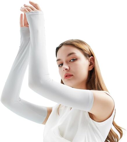 Black Arm Warmers Sun Arm Sleeves Long Fingerless Gloves for Women and Men in Saudi Arabia