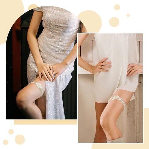 SUPERFINDINGS Lace Wedding Garter Set Stretchy Floral Garter with Imitation Pearl Floral Garter Soft Polyester for Prom in Saudi Arabia