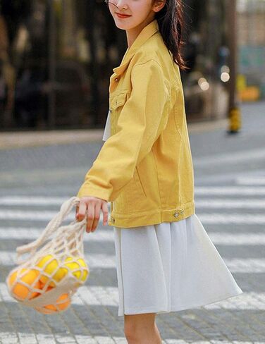 Womens Casual Cute Solid Long Sleeve Denim Jean Trucker Jacket Coat Outerwear in Saudi Arabia
