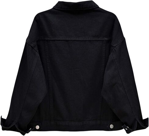 Womens Casual Cute Solid Long Sleeve Denim Jean Trucker Jacket Coat Outerwear in Saudi Arabia