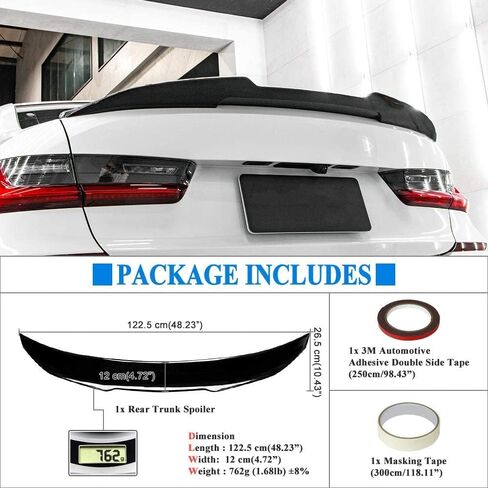 G20 Trunk Spoiler Wing Compatible with 2019-2024 BMW 3 Series G20 Sedan G80 M3 Spoiler (DN-Type) Gloss Black Painted in Saudi Arabia