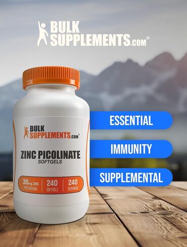 BulkSupplements.com كبسولات هلامية بيكولينات الزنك - مكملات الزنك، 11 مجم، كبسولات الزنك - كبسولات هلامية زنك لدعم المناعة، خالية من الغلوتين - 1 كبسولة هلامية لكل وجبة، 240 كبسولة هلامية in Saudi Arabia